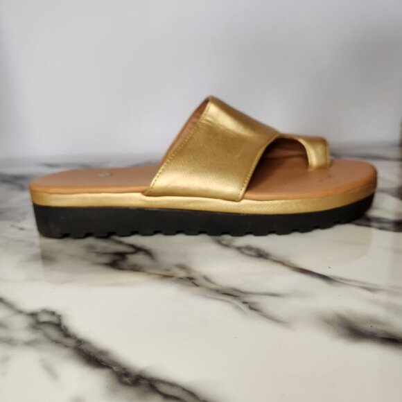 KESCHSER WOMENS GOLDEN TAN  PLATFORM SANDALS SIZE 36 - Picture 5 of 8